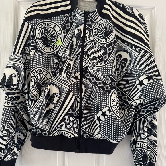 Farm Rio + Adidas Monochrome Graphic Jacket with Neon Accent - Picture 1 of 3